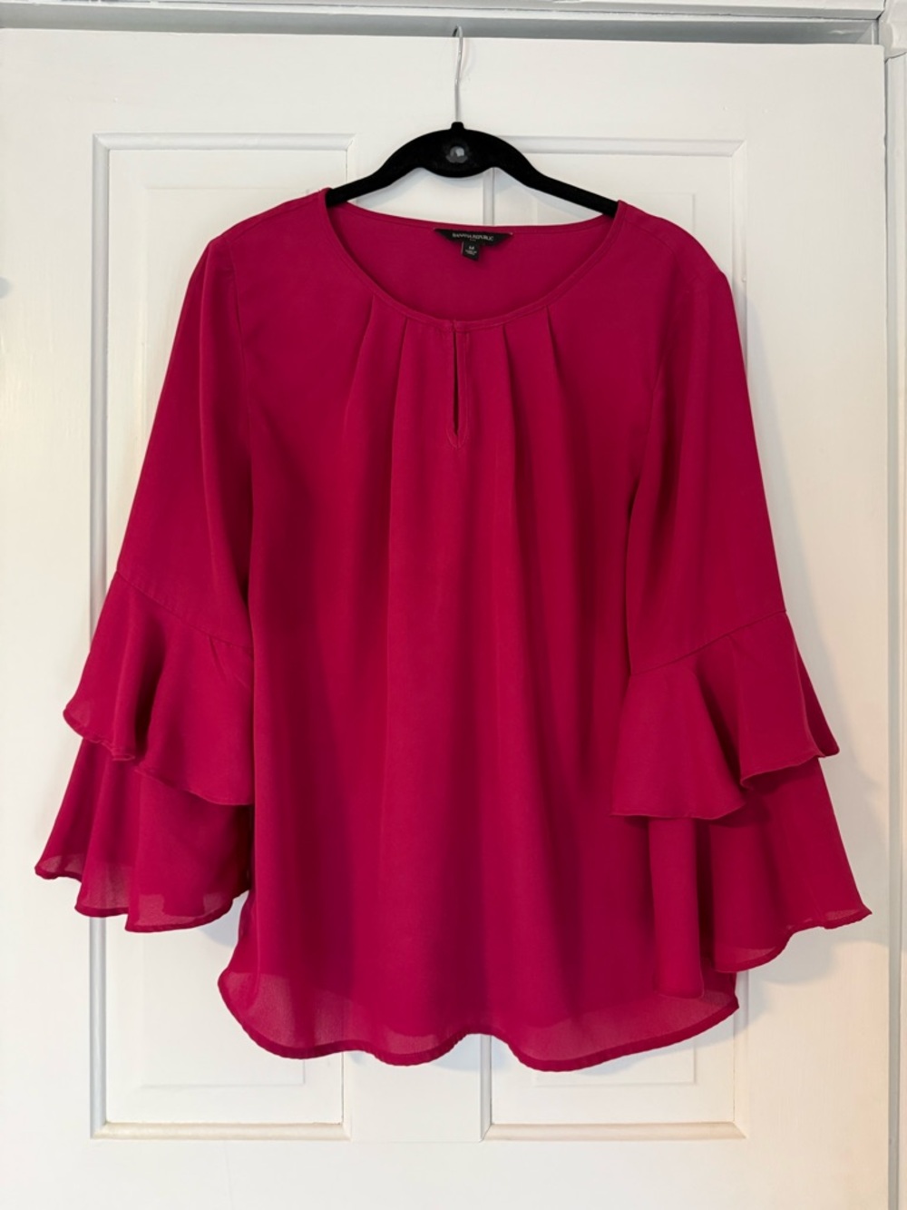 Banana Republic Fuchsia Layered Ruffle Sleeve Blouse
